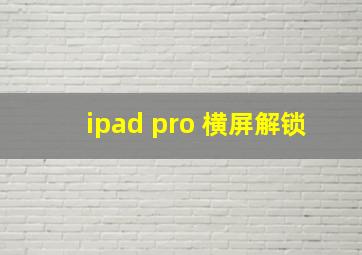 ipad pro 横屏解锁